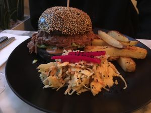 Jackfruit bbq, slaw, and fries at Redemption - Chepstow in West London