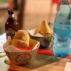 Birra Messina is vegan! Pairs deliciously with fried rice. at Arancinaglutenfree in Siracusa