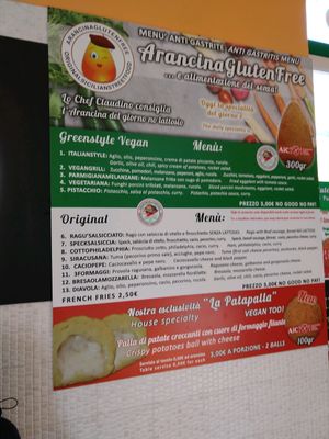 menu at Arancinaglutenfree in Siracusa