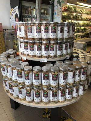 Selection of 60° dehydrated nuts  at Zenxin Organic Health Food Shop in Penang