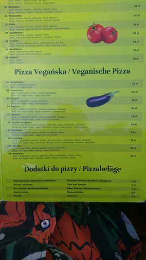 Aktuelle Karte at Pizzeria Fernando in Kolobrzeg
