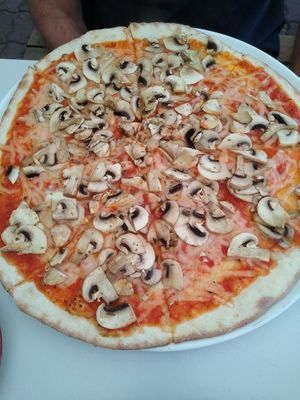 Vegan mushroom pizza at Pizzeria Fernando in Kolobrzeg