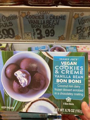 Cookies & creme vanilla bean coconut ice cream bon bons at Trader Joe's - Nob Hill in San Francisco