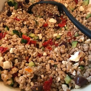 Farro salad with cheese at 7a Foods in Vineyard Haven