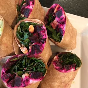 Roasted beet wrap at 7a Foods in Vineyard Haven