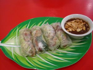 Fabulous spring rolls with an extraordinary peanut sauce. at Pho Da Son in Montreal