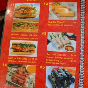 Menu at Pho Da Son in Montreal