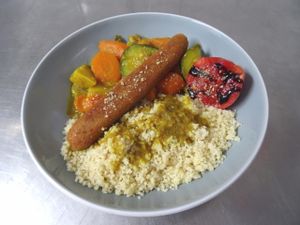 Vegetables couscous with vegan merguez sausage :) at Casse-Noisette in Le Havre