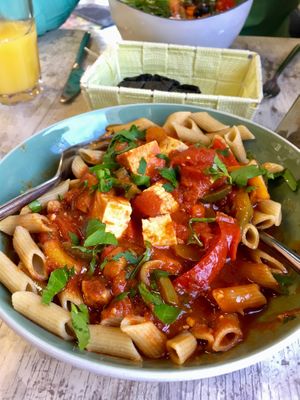 Pasta veggie- basqueaise... best pasta dish ever !  at Casse-Noisette in Le Havre