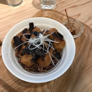 teriyaki chicken rice bowl at Veganic To Go in Tokyo