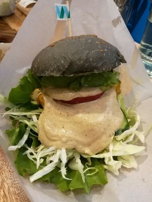 Vegan avocado and tofu burger  at Veganic To Go in Tokyo