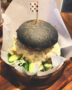Fried fish burger  at Veganic To Go in Tokyo
