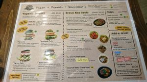 Menu at Veganic To Go in Tokyo