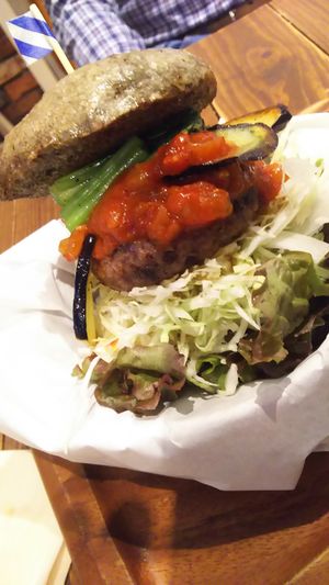 Black beans burger at Veganic To Go in Tokyo