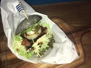 Vegan tempeh teriyaki burger  at Veganic To Go in Tokyo