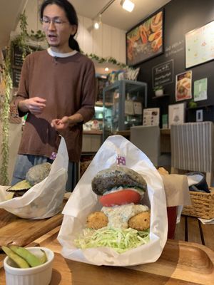The veggies in the burger are so fresh and good quality too!  at Veganic To Go in Tokyo