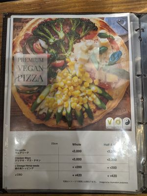 Menu at Veganic To Go in Tokyo