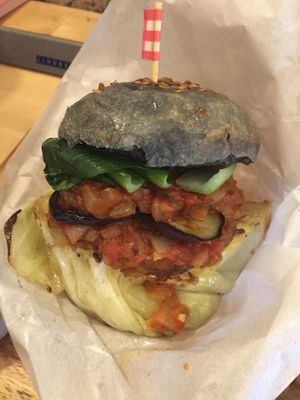 Bean burger at Veganic To Go in Tokyo