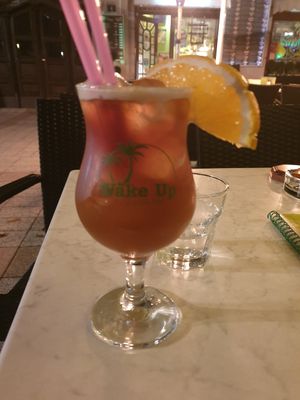 Homemade iced tea (with an added shot of vodka) at Wake Up Juice Bar in Novi Sad