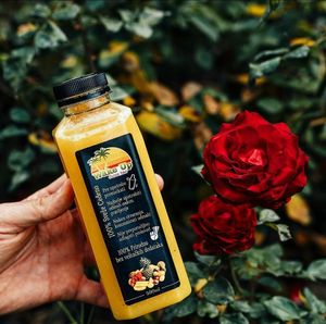 Fresh banana , pineapple , orange and mango great juice in bottle 0.5 L :) at Wake Up Juice Bar in Novi Sad