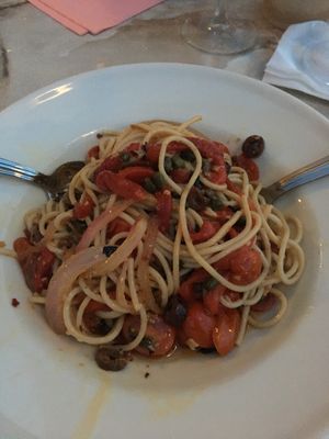 Spaghetti Puttenesca - flavorful with a little kick to it, I enjoyed it !  at CJ's on the Bay in Marco Island