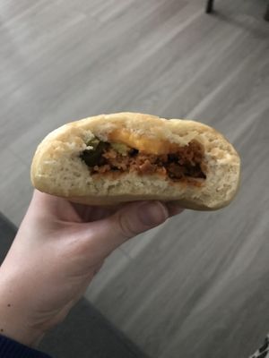 inside the kolache! sry if it’s gross lol but i love the thick layer of chz 😝  at Fat Cats in Austin