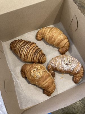 Croissant sampler - plain, chocolate, almond, peanut butter  at Fat Cats in Austin