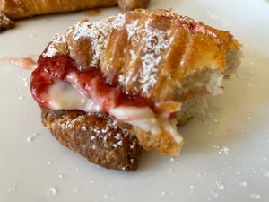 Strawberry cream cheese croissant  at Fat Cats in Austin