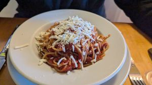 Spaghetti al Pomodoro with Violife cheese at Alexandra Ristorante in Ramsgate