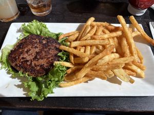 Beyond burger without bun  at Half Moon Bay Brewing Company in Half Moon Bay