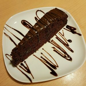 Vegan chocolate cake at Old School Vegetarian Restaurant in South West London