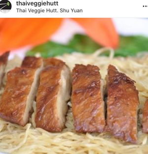 Veg duck noodles  at Thai Veggie Hutt in Hobart