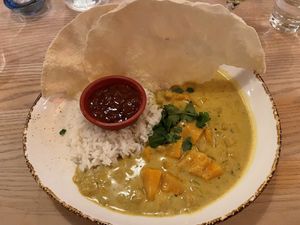 Vegan sweet potato and chickpea curry  at Cutty Sark in Marazion
