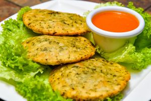 Tortitas de Chaya with cheese at Bio-Organicos in Playa Del Carmen