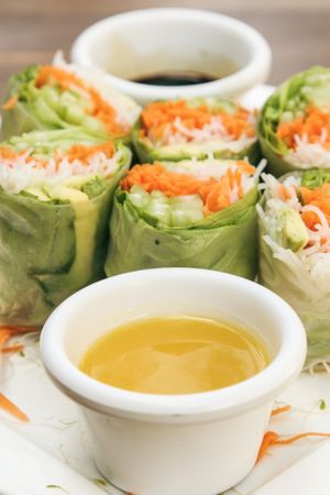 Vietnameese rolls at Bio-Organicos in Playa Del Carmen