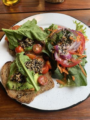 Avocado toast  at Bio-Organicos in Playa Del Carmen