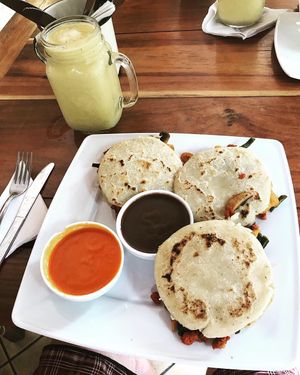 Chilaquiles with vegan chorizo and green tomato sauce at Bio-Organicos in Playa Del Carmen