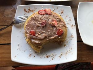 vegan Hotcakes at Bio-Organicos in Playa Del Carmen