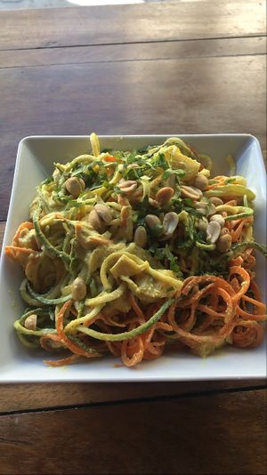 Thai veggie noodles at Bio-Organicos in Playa Del Carmen