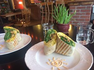 Vegan breakfast burritos...so good! at Grindhaus Cafe in Buffalo