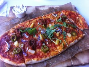 The pizza - at least there was a vegan sauce. at Pizzeria Bomb in Helsingborg