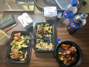 Takeout: Chicken and veggies, beef and broccoli, and General Tso’s chicken  at China Garden  in Rye