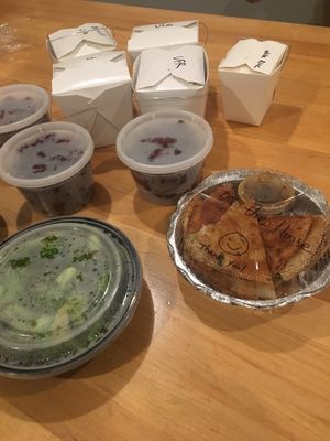 Vegan BBQ Boneless Ribs, Scallion Pancakes, Veg Fried Rice, & Veg Lomein at China Garden  in Rye