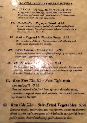 Vegetarian Menu  at Bowl of Pho in Woodmere