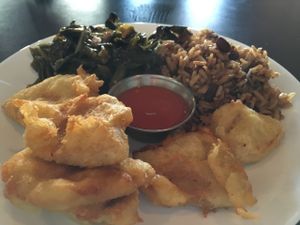 Red Beans & Rice, Collard Greens and "Fried Chicken" - from Soul Food Saturdays at The Nile in Mesa