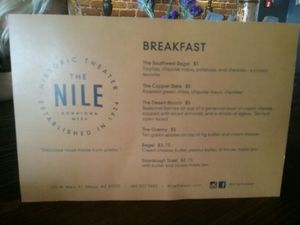 Breakfast menu at The Nile in Mesa
