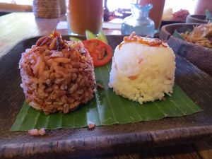 Red and white rice at Atman Kafe in Ubud