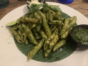 Vegan pesto pasta at Atman Kafe in Ubud