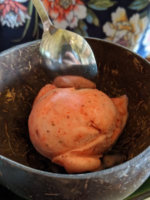 Strawberry gelato at Atman Kafe in Ubud