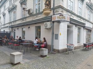 Outside at Mr Falafel in Maribor